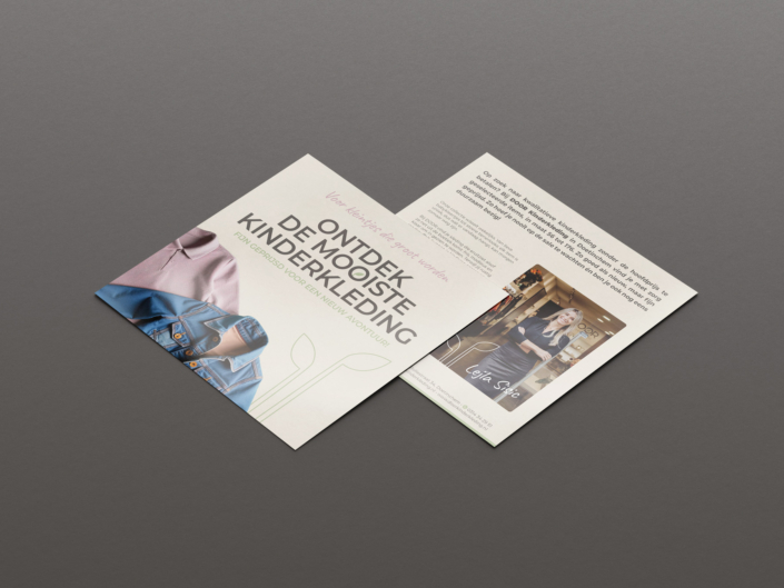Promotieflyer voor DOOR kinderkleding om de winkel in Doetinchem te promoten