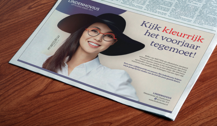 Lindenhovius Opticiens merkadvertentie voor het brillenmerk Matttew