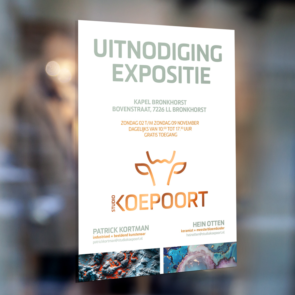Studio Koepoort poster expositie Kapel Bronkhorst Expositieposter Studio Koepoort voor tentoonstelling in de Kapel van Bronkhorst