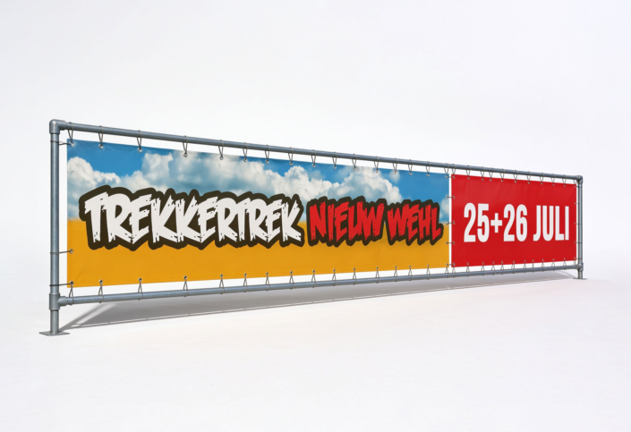 Herbruikbare banner met wisselbaar deel Trekkertrek Nieuw Wehl
