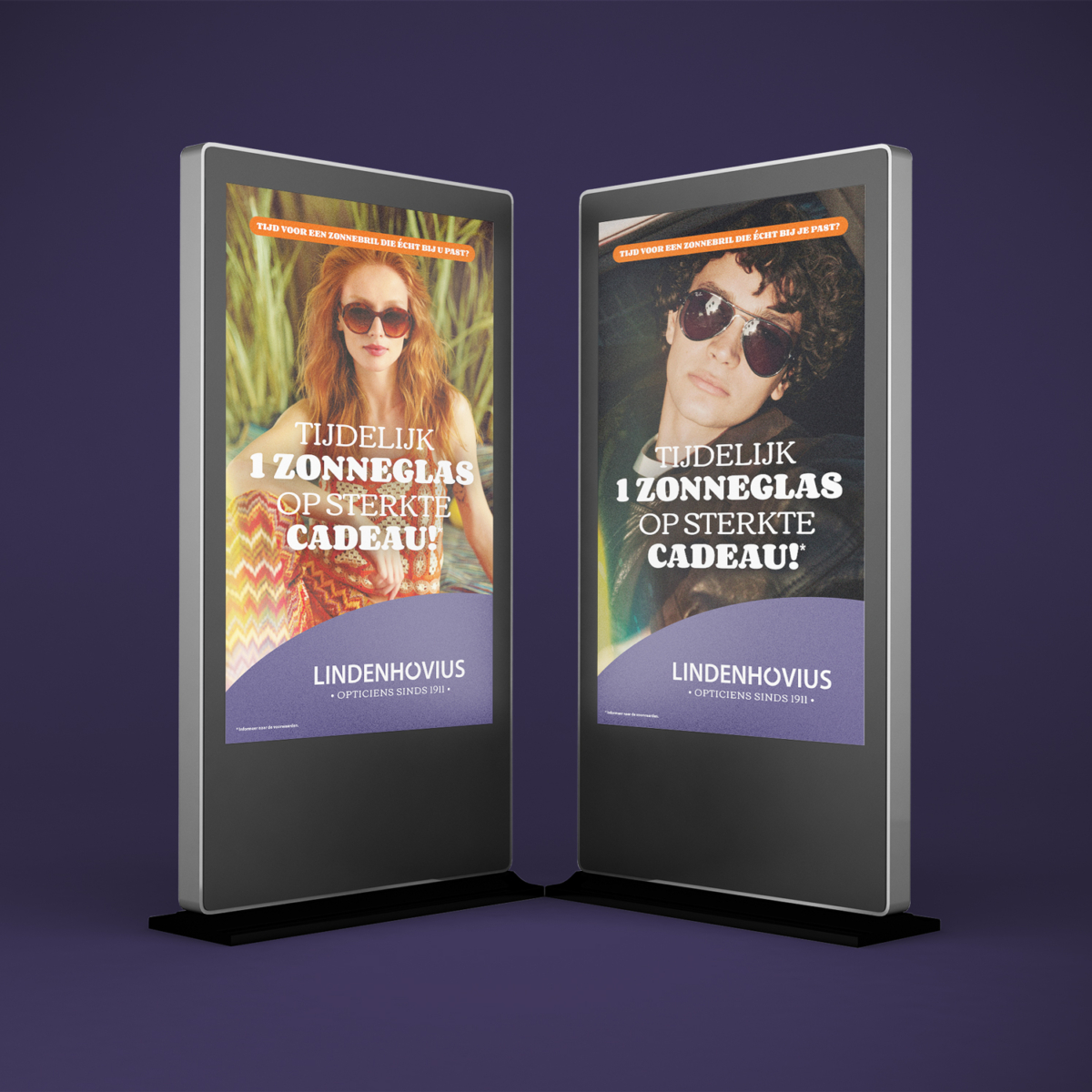 Lindenhovius Opticiens – narrowcasting zonneglas op sterkte cadeau Narrowcasting Lindenhovius Opticiens campagne zonneglas op sterkte cadeau