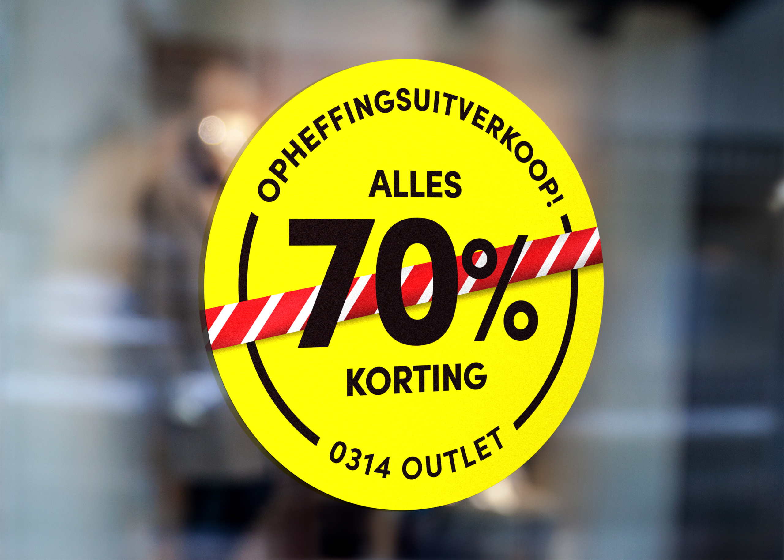 Opheffingscampagne Outlet 0314 – ronde raamsticker 70% korting Opheffingscampagne Outlet 0314 – ronde raamsticker 70% korting
