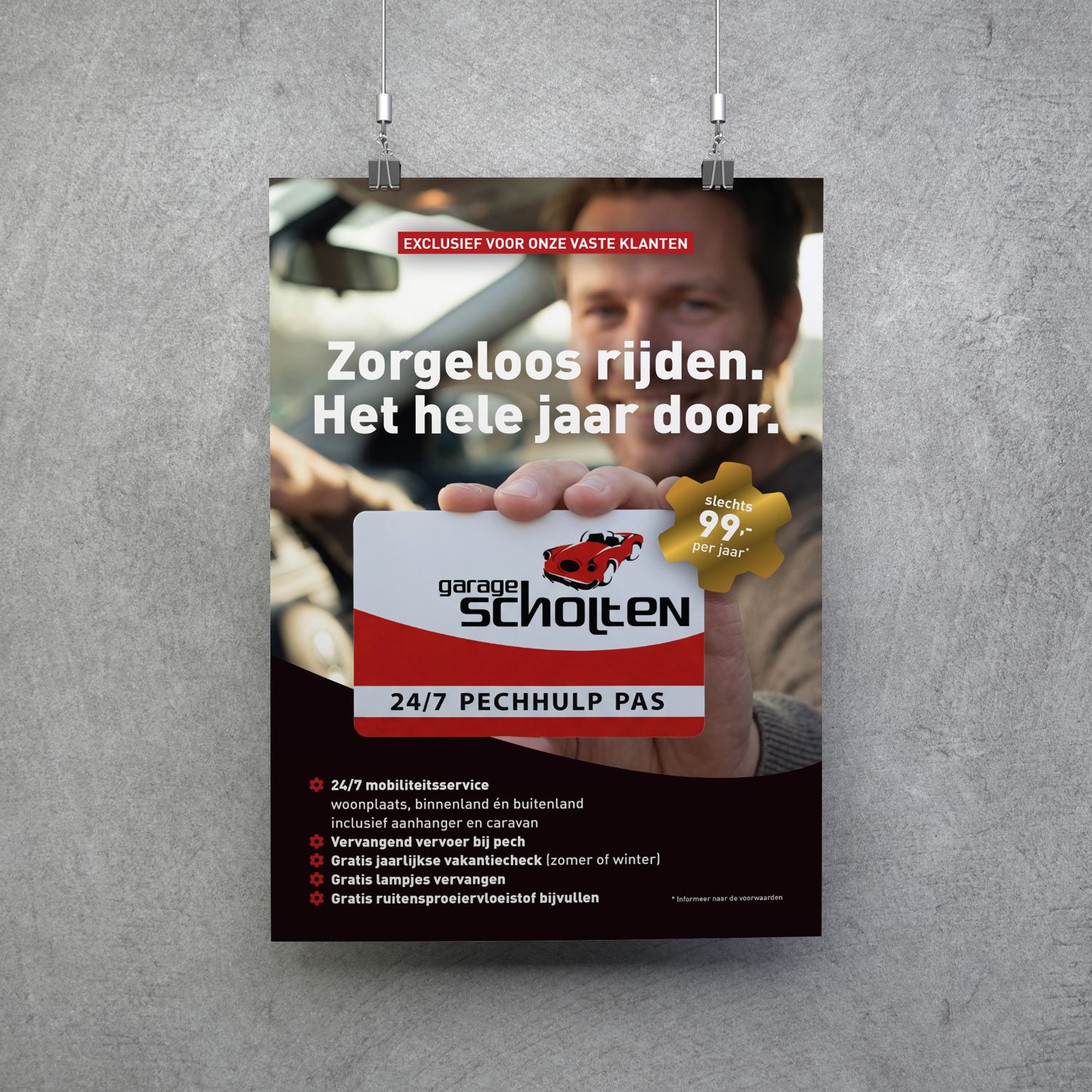 Poster pechhulppas Garage Scholten
