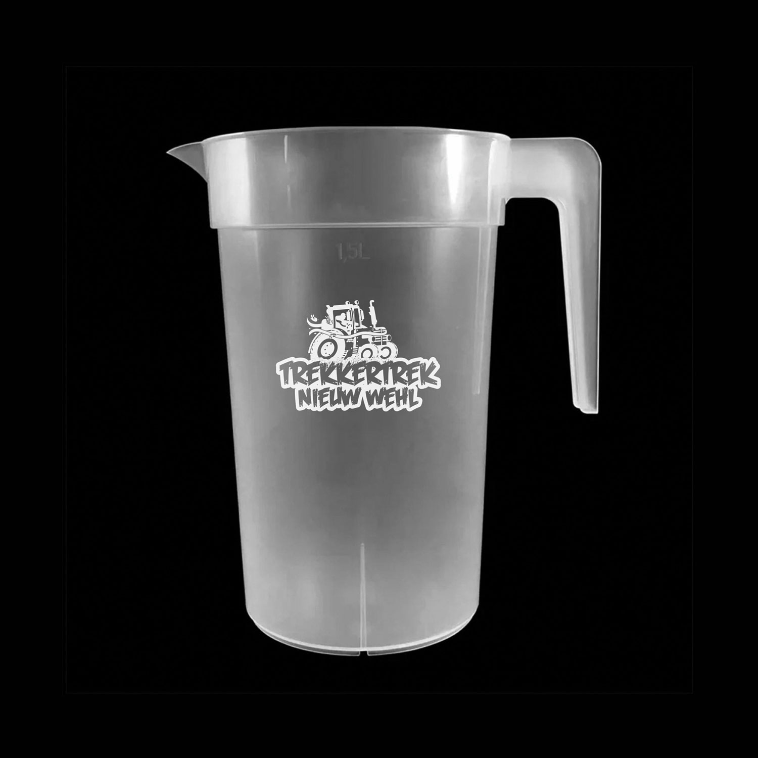 Lege bierpitcher met logo TrekkerTrek Nieuw Wehl Lege bierpitcher met logo bedrukt in één kleur voor TrekkerTrek Nieuw Wehl